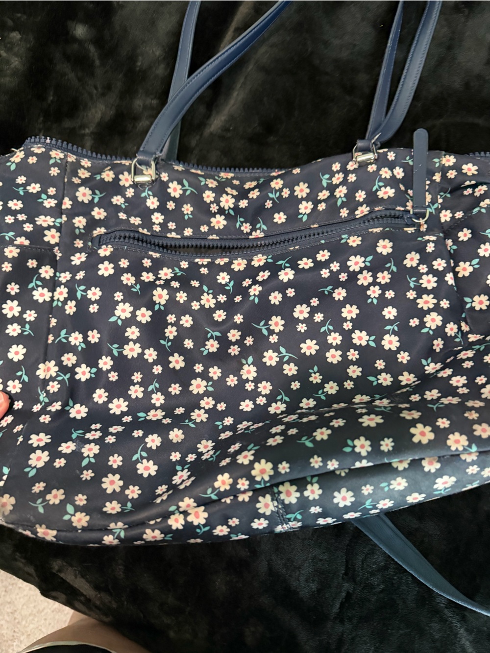 kate spade Navy Floral Tote with Zip Pocket